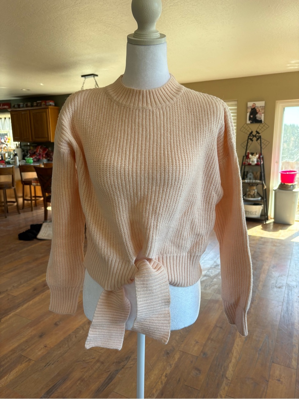 Petal & Pup Blush Tie-Front Ribbed Sweater
